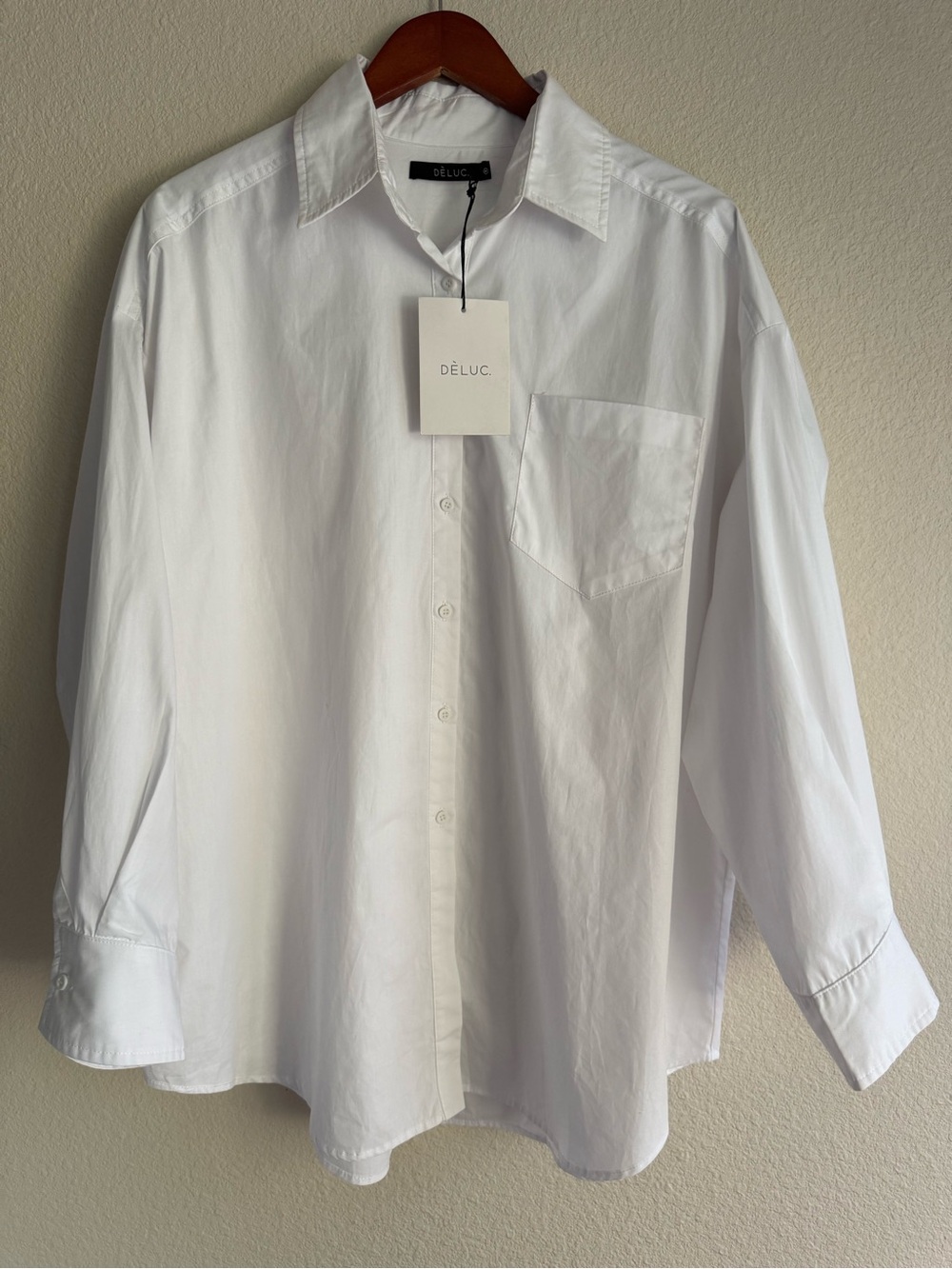 Dèluc Beloy White Oversized Baloon Sleeves Cotton Button Down Shirt Size M NWT - Picture 4 of 14